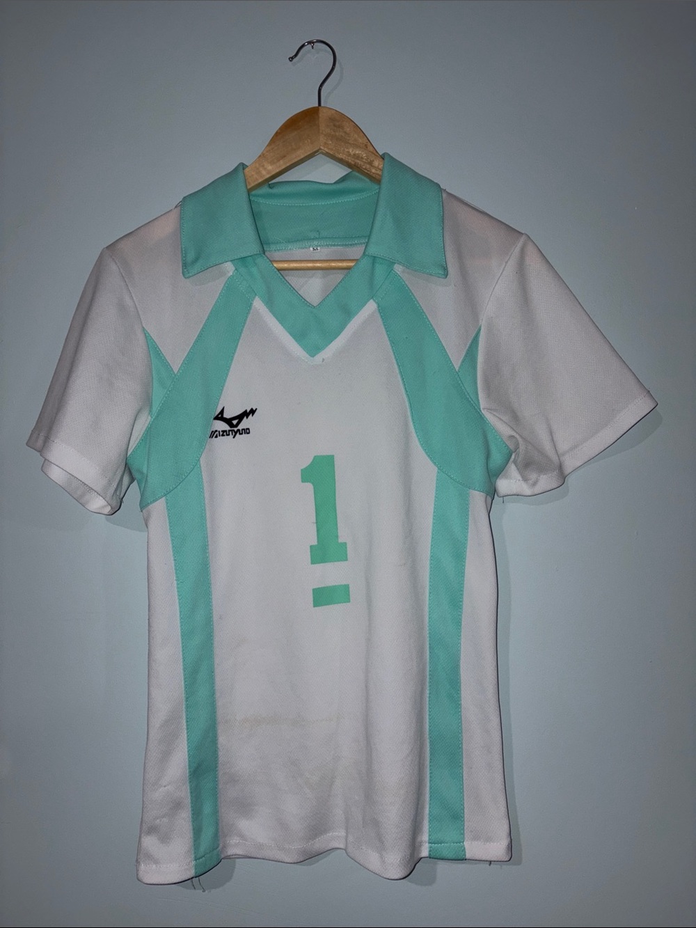 Mizuno White and Mint Green Volleyball Jersey #1